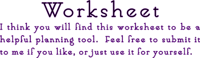 planning worksheet